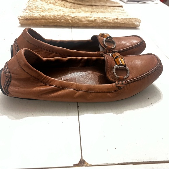 Gucci Driving Horsebit AccentToggle Brown Leather Ballet Shoes Size 38 - Picture 8 of 13